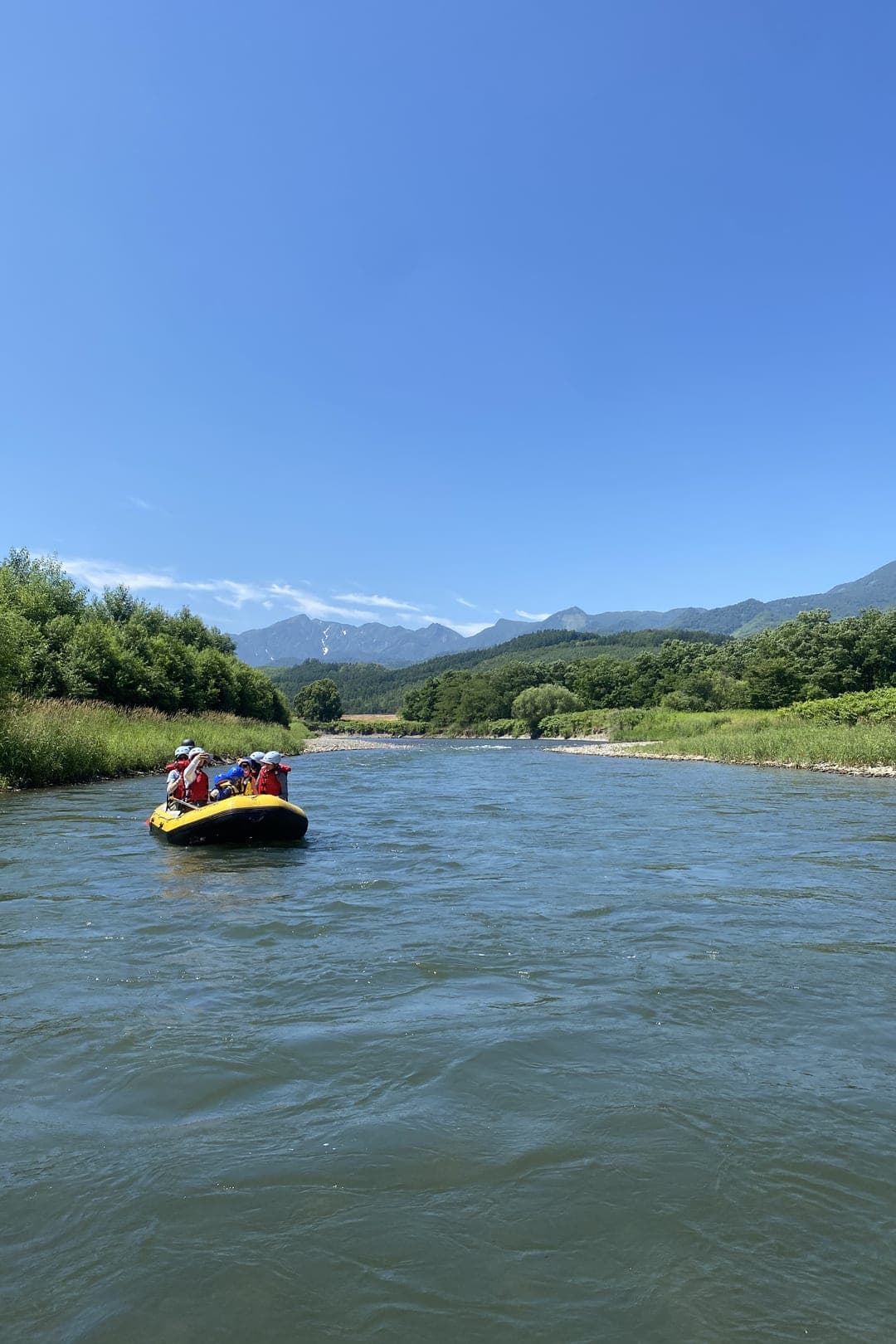 A relaxed downriver trip on a river in Furano